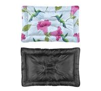 Hightopup Lit pour chien avec motif colibris et fleurs bleues et roses - Fond antidérapant - Portable - Anti-mastication - Grand meuble - Cadeau imprimé - Grande peluche - 60 x 45 cm