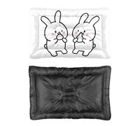 Hightopup Lit pour chien avec motif de lapin mignon mangeant de mochi - Lit pour chien - Fond antidérapant - Lavable - Literie multi-scénario - Lit imprimé - Grand format 60 x 45 cm