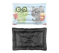 Hightopup Lit pour chien avec motif grenouille et chat - Tapis de voyage pour chien - Fond antidérapant - Matelas imperméable multi-scénario - Grand meuble - Cadeau imprimé - Cage moyenne 60 x 45 cm