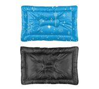 Hightopup Lit pour chien blanc motif étoile et lune bleu marine avec fond antidérapant - Fournitures multiples - Plusieurs modèles - Coussin chauffant pour chat - Cadeau imprimé 91,4 x 61 cm