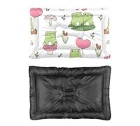 Hightopup Lit pour chien de la Saint-Valentin grenouille pour chien - Fond antidérapant - Chaud - Lavable - Plusieurs scénarios - Cadeau - Tapis imprimé - 90 x 60 cm