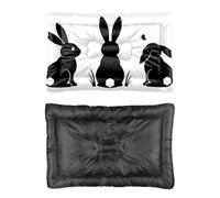 Hightopup Lit pour chien en forme de silhouette de lapin noir avec fond antidérapant et résistant - Grand lit lavable multi-scénario - Grand meuble imprimé - 60 x 45 cm