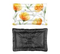 Hightopup Lit pour chien et chat avec fond antidérapant et chaud, lavable à l'aquarelle, motif floral jaune, 90 x 60 cm