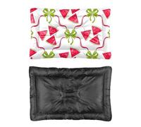 Hightopup Lit pour chien et chat avec nœud vert pastèque rouge, matelas de cage pour chien et chat avec fond antidérapant - Grand lit lavable multi-scénario - Grand meuble - Cadeau imprimé - Taille M