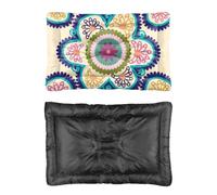 Hightopup Lit pour chien et chat Motif floral coloré Mandala Lit pour chien ou chat Fond antidérapant Chaud Anti-mastication Multi Scénario Pet Literie Cadeau Imprimé Petit 60 x 45 cm