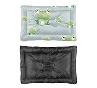 Hightopup Lit pour chien grenouille mignon dessin animé tapis de cage tapis de cage antidérapant lit plat lavable multi-scénario literie cadeau imprimé caisse 90 x 60 cm