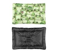 Hightopup Lit pour chien grenouille vert dessin animé pour chien avec fond antidérapant plat imperméable multi-scénario meubles cadeau imprimé animal domestique 60 x 45 cm