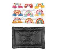 Hightopup Lit pour chien mignon arc-en-ciel coloré - Matelas pour cage - Fond antidérapant - Doux - Lavable - Plusieurs scénarios - Cadeau imprimé - Taille L - 60 x 45 cm