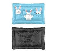 Hightopup Lit pour chien mignon lapin blanc bleu lit pour coffre de voiture fond antidérapant doux indestructible multi scénario animal de compagnie cadeau imprimé tapis chiot 90 x 60 cm