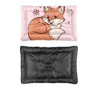 Hightopup Lit pour chien mignon renard orange matelas de voyage tapis de voyage antidérapant confortable matelas imperméable multi-scénario grand meuble cadeau imprimé chiens grands lits 90 x 60 cm
