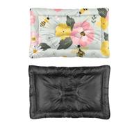 Hightopup Lit pour chien motif abeille rose et jaune - Fond antidérapant - Doux - Lavable - Plusieurs scénarios - Cadeau imprimé pour chiens - 60 x 45 cm