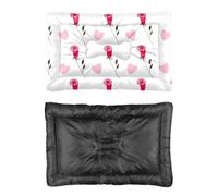Hightopup Lit pour chien motif boutons de rose et cœurs - Tapis de cage pour chien - Fond antidérapant - Grand tapis portable lavable - Mobilier multi-scénario - Cadeau imprimé - 90 x 60 cm