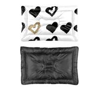 Hightopup Lit pour chien motif cœur noir doré avec fond antidérapant résistant et lavable multi-scénario grand meuble cadeau imprimé taille M 60 x 45 cm