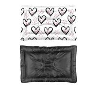 Hightopup Lit pour chien motif cœur rose et noir avec fond antidérapant - Grand lit lavable - Plusieurs scénarios - Cadeau imprimé - Grand lit pour chiens - 90 x 60 cm