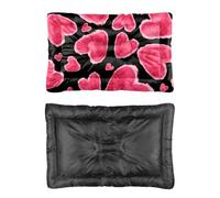Hightopup Lit pour chien motif cœurs rose aquarelle avec fond antidérapant - Chaud - Lavable - Plusieurs scénarios - Couverture imprimée pour chiens de taille moyenne - 60 x 45 cm
