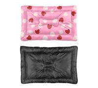 Hightopup Lit pour chien Motif cœurs rouges et pois roses Fond antidérapant Doux Chaud pour l'hiver Literie Cadeau imprimé Grand 90 x 60 cm