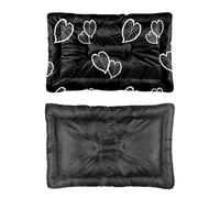 Hightopup Lit pour chien motif feuilles en forme de cœur noir avec fond antidérapant et confortable lavable multi-scénario cadeau imprimé chiens 60 x 45 cm