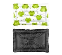 Hightopup Lit pour chien motif grenouille avec fond antidérapant doux et résistant à la mastication - Cadeau imprimé pour chiens - 60 x 45 cm - Vert