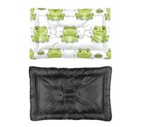Hightopup Lit pour chien motif grenouille verte avec fond antidérapant et doux - Grand lit lavable multi-scénario - Cadeau imprimé animal domestique 60 x 45 cm