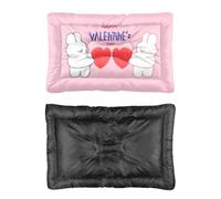 Hightopup Lit pour chien motif lapin rose avec cœurs rouges - Matelas pour chien - Fond antidérapant - Doux - Plusieurs scénarios - Grand meuble - Cadeau imprimé - 60 x 45 cm