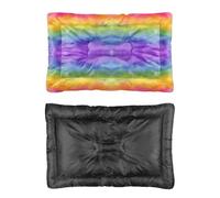 Hightopup Lit pour chien motif mandala aquarelle arc-en-ciel - Lit pour animaux domestiques - Fond antidérapant - Lit moyen lavable - Literie multi-scénario - Cadeau imprimé chat - 90 x 60 cm