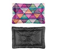 Hightopup Lit pour chien motif mandala et triangle, motif patchwork, matelas de cage antidérapant avec fond doux, lavable multi-scénario, grand mobilier, cadeau imprimé, lit pour chat, 90 x 60 cm