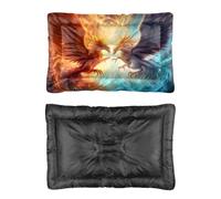 Hightopup Lit pour chien motif phénix feu et glace avec fond antidérapant - Chaud pour l'hiver - Grand meuble - Cadeau imprimé pour chiens - 90 x 60 cm