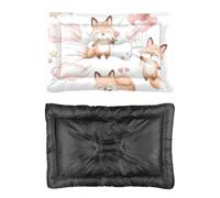 Hightopup Lit pour chien motif renards beiges avec cœurs roses - Tapis de lit pour chien avec fond antidérapant - Portable et imperméable - Literie multi-scénario - Cadeau imprimé pour chiens - Grand