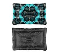Hightopup Lit pour chien motif rose turquoise noir - Coussin antidérapant - Portable - Lavable - Taille M - Mobilier multi-scénario - Cadeau imprimé - 90 x 60 cm