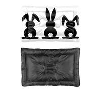 Hightopup Lit pour chien Silhouette de lapin noir Matelas de cage avec fond antidérapant Lit moelleux Anti-mastication Multi Scénario Grand meuble Cadeau imprimé Grand 60 x 45 cm