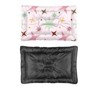 Hightopup Lit rectangulaire pour chien avec fond antidérapant et étoiles roses et vertes - Accessoires pour chat - Plusieurs modèles - Cadeau imprimé - 61 x 45,7 cm