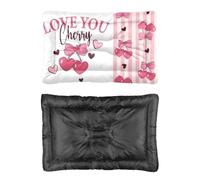 Hightopup Love You Lit pour chien Rose cerise Coussin de cage pour chien avec fond antidérapant et résistant - Matelas imperméable - Plusieurs scénarios - Cadeau imprimé - Taille M - 90 x 60 cm
