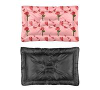 Hightopup Panier pour chien ou chat avec fond antidérapant et motif roses et cœurs 60 x 45 cm