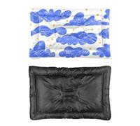 Hightopup Tapis de cage pour chien peint à la main - Motif nuages bleus - Tapis doux pour canapé - Fond antidérapant - Accessoires pour cages - Plusieurs modèles - Cadeau en peluche - 90 x 60 cm
