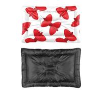 Hightopup Tapis de lit rouge avec nœud mignon pour chiens et chiens, tapis de voiture pour animaux de compagnie, dessous antidérapant, accessoires de niche pour chien, plusieurs scénarios, coussin
