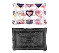 Hightopup Valentine Line Lit pour chien en forme de cœur avec fond antidérapant et moelleux anti-mastication Motif cœurs Taille M 60 x 45 cm