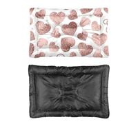 Hightopup Valentine Panier pour chien Motif cœur doré Fond antidérapant Lavable Multi Scénario Mobilier Cadeau Imprimé Taille M 90 x 60 cm