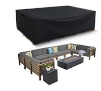 HIGHTQURO Housses de meubles de patio rectangulaires imperméables, robustes et durables pour table et chaises d'extérieur, protection contre les intempéries, 122 x 71 x 33 cm (L x l x H), noir