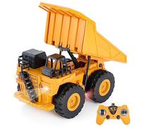 Highttoy Camion Benne Télécommande Enfant, Jouet Camion Poubelle 6 Canaux Échelle 1:24 Véhicule de Chantier Télécommandée avec LED et Son