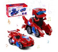 Highttoy Jouet Dinosaure Transformable Enfant 3+ Ans avec Lumière & Musique | Conduite et Transformation Automatiques avec Lumières et Musique, Changement de direction aléatoire en cas d'obstacles
