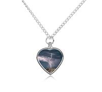 Highway Tornado Lightning Collier urne pour cendres d'animal domestique avec pendentif en forme de cœur imperméable avec kit de remplissage Chaîne réglable de 70,1 cm Bijoux souvenir pour chien chat