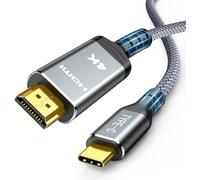 Highwings Câble USB C vers HDMI 1.8M (4K@60Hz), UHD Thunderbolt 3/4 vers HDMI Compatible pour iPhone 15/16 Pro, pour MacBook Pro/Air, pour iPad Pro/Air,pour Surface, pour XPS,pour Galaxy etc.