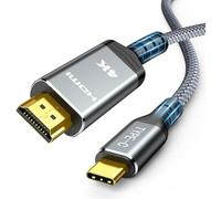 Highwings Câble USB C vers HDMI de 1 m, 4K @ 60 Hz UHDThunderbolt 3 vers câble HDMI [anti-interférence] [plaqué or] compatible avec iPhone 16/15 Pro, MacBook Pro/Air, Surface, XPS, Galaxy S10/S9
