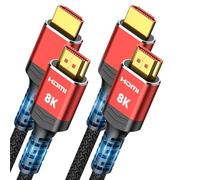 Highwings Lot de 2 câbles HDMI 10 K 8 K 6,6 FT/2 m, câble HDMI 2.1 fin certifié 48 Gbps, câble tressé HDMI haute vitesse (8 K @ 60 Hz, 4 K @ 120 Hz) HDCP 2.2&2.3, eARC, HDR10, compatible Apple