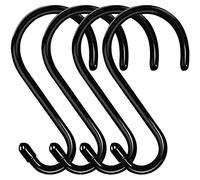 HiGift Lot de 4 grands crochets en S avec revêtement en vinyle - 15,2 cm - Robustes - En forme de S - Pour suspendre des plantes, des vêtements, des jeans, des casseroles, des serviettes, Noir