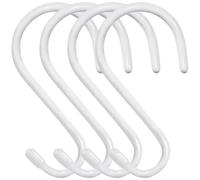 HiGift Lot de 4 grands crochets en S avec revêtement en vinyle - 15,2 cm - Robustes - En forme de S - Pour suspendre des plantes, des vêtements, des jeans, des casseroles, des serviettes-Blancs