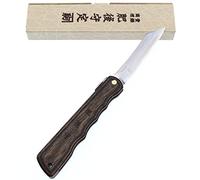 HIGO NO KAMI Couteau de Poche Pliant Artisanal Japonais Warikomi Lame Acier Inoxydable VG-10 Manche Bois Stratifié Couteau Estampillé Fait Main au Japon par Nagao Kanekoma HRC 61 (Marron)