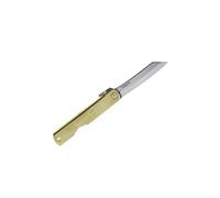 HIGO NO KAMI higonokami 916 Couteau Lame Acier Carbone San Mai Aogami (laminé 3 Couches) Manche 10 cm en Laiton Jaune