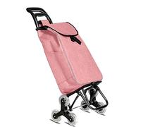 HIGOH Chariot de courses pliable avec 6 roues - Étanche - Amovible - Rose