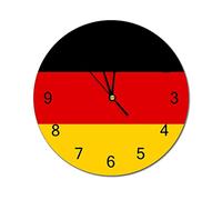 Higoss Horloge murale décorative avec drapeau de l'Allemagne, horloge murale ronde moderne à piles, horloge à suspendre pour cuisine, maison, bureau, salle de bain, chambre à coucher, 30,5 cm